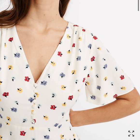 Madewell Orchard Flutter Sleeve Mini Dress Confetti Floral‎ White Cream Size 2 - Picture 4 of 13